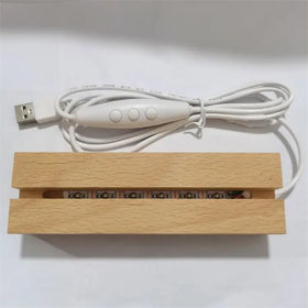Modern 3D Acrylic Sheet LED Night Light Wooden Base Customizable Creative Gift for Kids Living Room Decoration Electric Switch