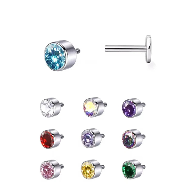 Top Fashion Zircon Earrings F136 Titanium Labret Piercing G23 Body Jewelry Gemstone Piercing