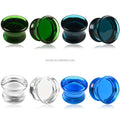 Evorte 3-25mm Blue Green High Grade Glass Ear Stretching Expander Lobe Gauges Plugs Flesh Tunnels Earrings Children's Women's