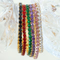 Multicolor Elastic Zircon Tennis Bracelet 18K Gold Plated Luxury Stainless Steel Jewelry