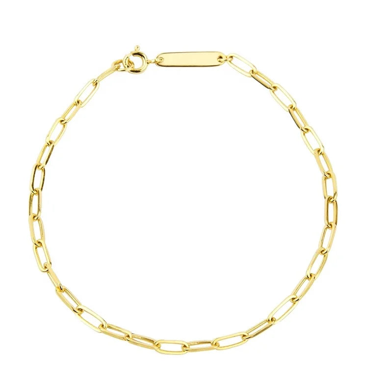 LOZRUNVE Sterling Silver 925 Plain Paper Clip Paperclip Chain Bracelet