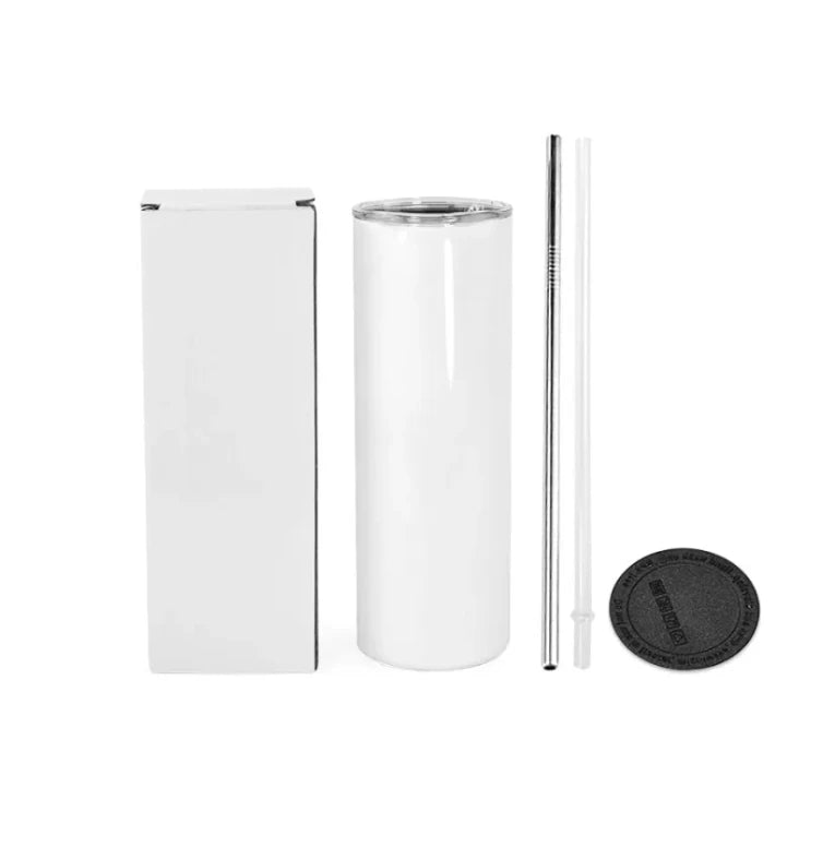 20oz Straight Sublimation Blank Tumbler 25pcs/ctn 20oz Travel Cup with Metal Straw and Lid