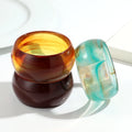 Factory Direct Sale Boho Fashionable Hip-hop Style Transparent Smooth Resin Chunky Ultra-wide Bracelet Bangle