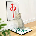 Kraft Paper Cat Scratcher Wall Mounted Vertical Scratch Mat Mahjong Style Durable Corrugated Board Modern Style Carton Packed