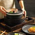 Factory Wholesale 8 Inch Large Round Japanese Design Porcelain Dinner Ceramic Dish Plate Custom and Eco-Friendly
