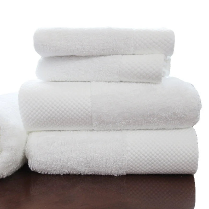 Luxury 5 Star Spa 70x140cm 28x55 Inch Plain White 100% Cotton Eco-Friendly Soft Fluffy Quick-Dry Absorbent 500-600 Bath Towel