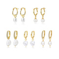 Real Pearl Huggies Hoop Earrings 18K Gold Plated 925 Sterling Silver Freshwater Pearl Drop Earrings
