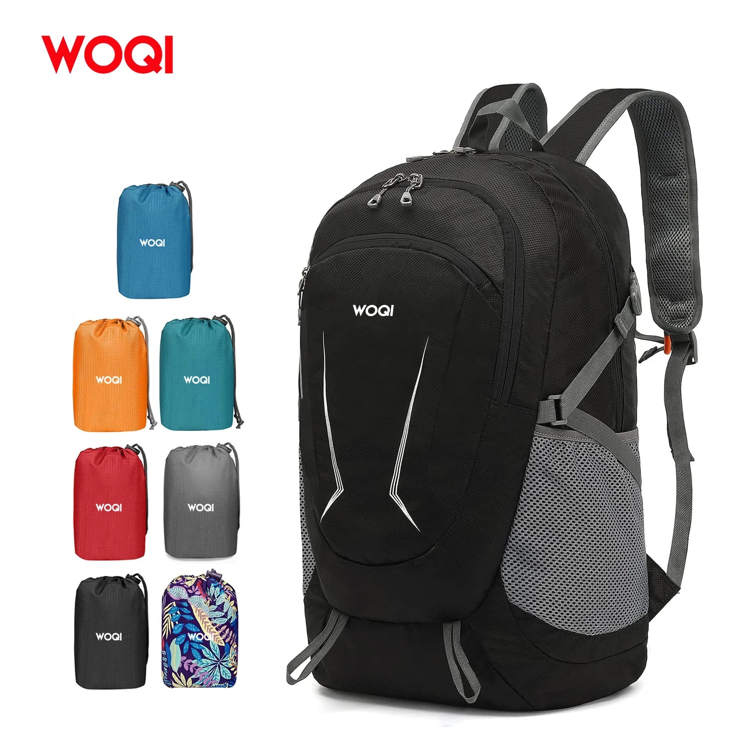 WOQI Lightweight Multifunctional Waterproof Sports Hiking Bag Outdoor Nylon Hiking Gear with Zipper Closure