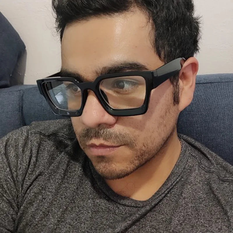 2026 New Fashion Retro Square Concave Blue Light Blocking Glasses Frame White Metal UNOC Glasses for Men Women