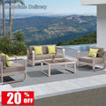 Discount Furniture Outdoor Metal Sofa Set Minimalist Design Hotel/Courtyard Use Fabric Plastic Wood