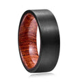 Alin Fashionable 8mm Black Brushed Surface Tungsten Carbide Ring with Wooden Inner Ring for Men