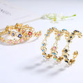18K Laminated Gold Jewelry Halo Wholesale Devil'S Eye Brass Gold Plated Cubic Zirconia Hawaiian Bangle Bracelet Fashion Jewelry