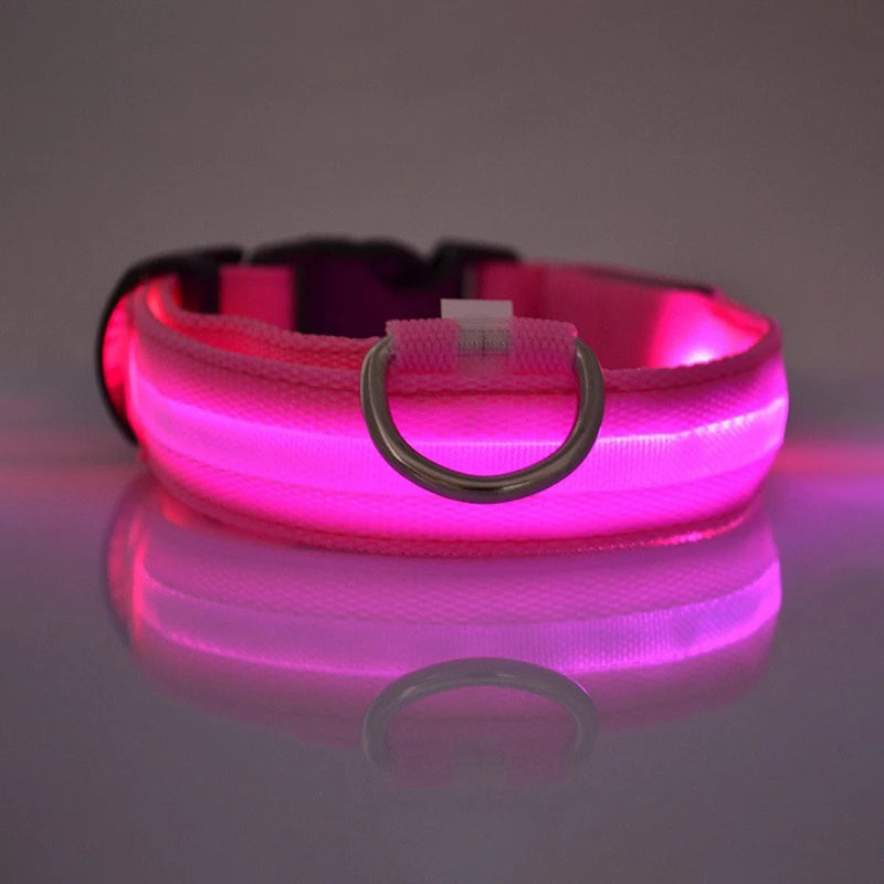 New Style Adjustable Size Led Nylon Flashing Dog Collar Led Safety Belt for Dog Cat