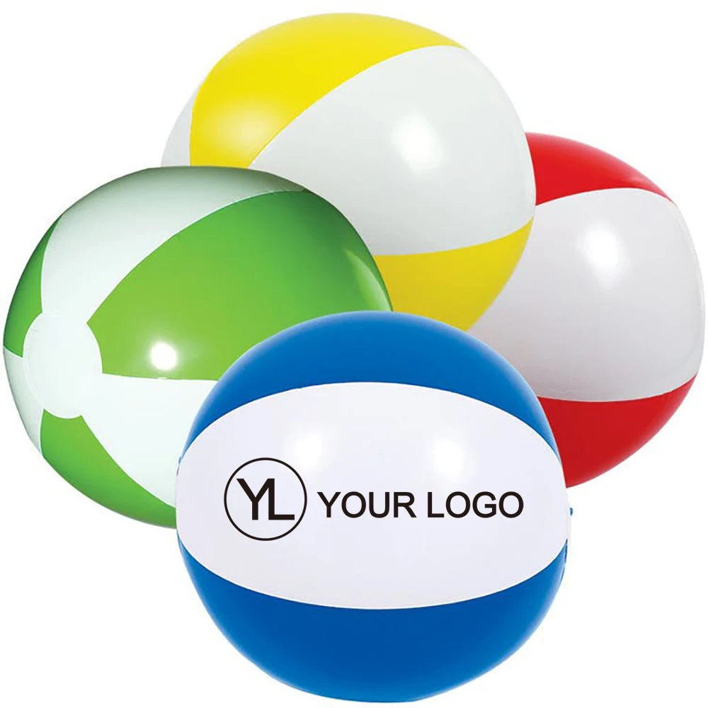 Custom Logo 12 Inch Inflatable Beach Ball Lightweight PVC Summer Giveaway Toy for Events Promotions