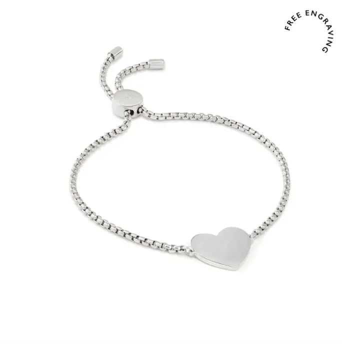 Customizable 316L Stainless Steel Blank Jewelry Engravable Heart Charm Bracelet for Women and Teenagers Laser Jewelry