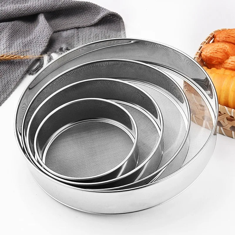 Stainless Steel Flour Sieve Handheld 60 Mesh Strainers Household Baking Filter Multiple Sizes Baking Tools Flour Sifter