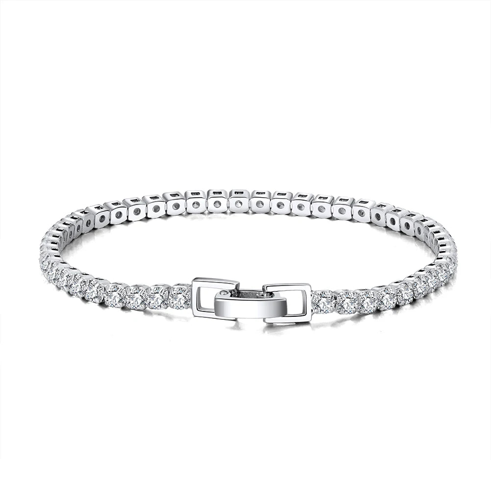RINNTIN SB92 Custom Women Men Accessories  S925 Sterling Silver 3mm CZ Diamond Bracelet