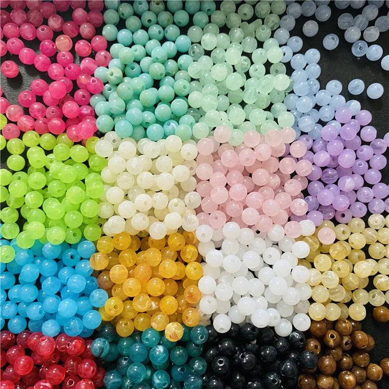 Factory Direct Sell Acrylic Double Color Round Loose Beads  Direct Hole Plastic Beads