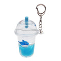 Mini Boba Tea Cup Keychain Acrylic Oil Liquid Ocean Animal Doll Floating Cute Dolphin Charm Decor Keychain