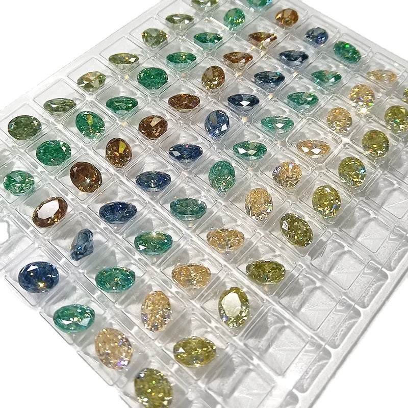 SICGEM Loose Moissanite Gem Stones in Natural Colors Wholesale Oval Shape Black Blue Green Yellow for Sale