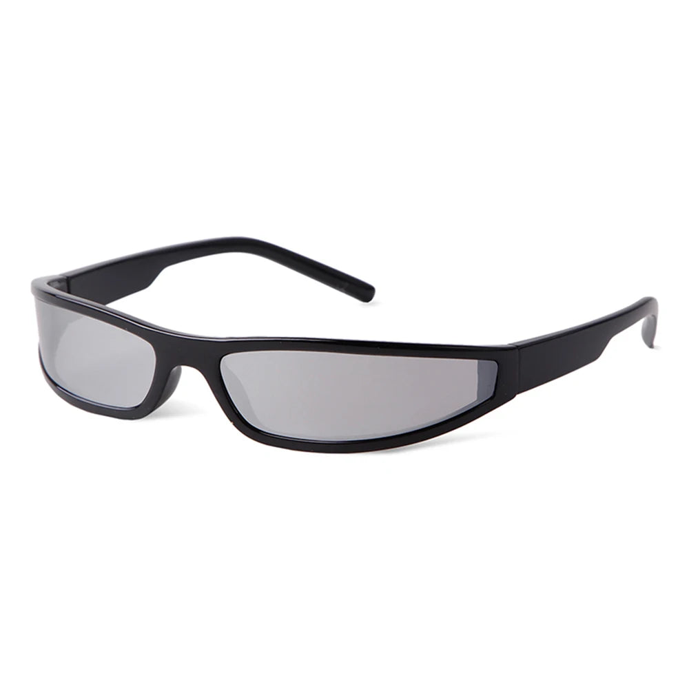 STORY STY77314H 2024 New Y2K Silver Mirrored Lens Sport Sun Glasses Fashion Vintage Narrow Rectangle Retro Sunglasses Women Men