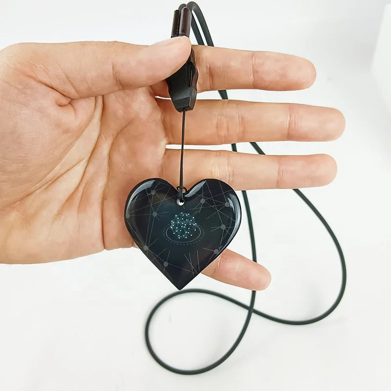 Terahertz Heart Shape Quantum Nano Energy Card De Iones Negativos Tarjeta New Me Card Energy Quantum with Silicone Ions Chain
