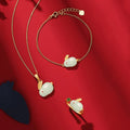 Trendy Yellow Gold Plated 925 Sterling Silver Jewelry Set Hetian Jade for Women-Necklace Ring Wedding Anniversary Gifts