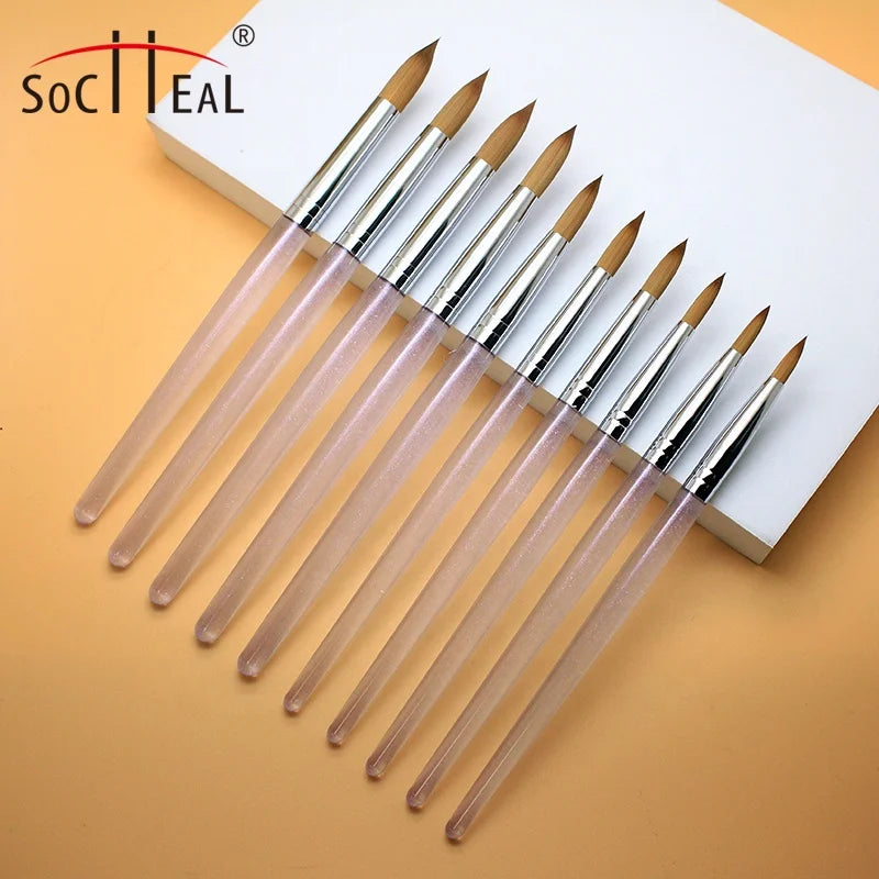 Professional Kolinsky Nail Art Brush Acrylic Handle Durable Round Tube Packaging Sizes 2-24