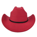Fashion Classic Women Female Red Felt Cowgirl Hats Western Cattlemen Cowboy Hat With Leather Band