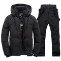 Men's Winter Thermal Ski Suit Waterproof Down Cotton Jacket and Bib Pants Set Windproof Snowboard Costume Overalls
