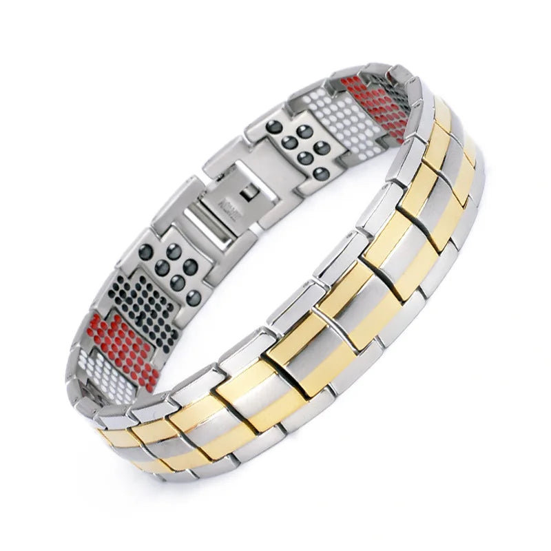 Pure Titanium Bio Magnetic Male Bracelets Fashionable Black and Blue Health Benefit Bangles