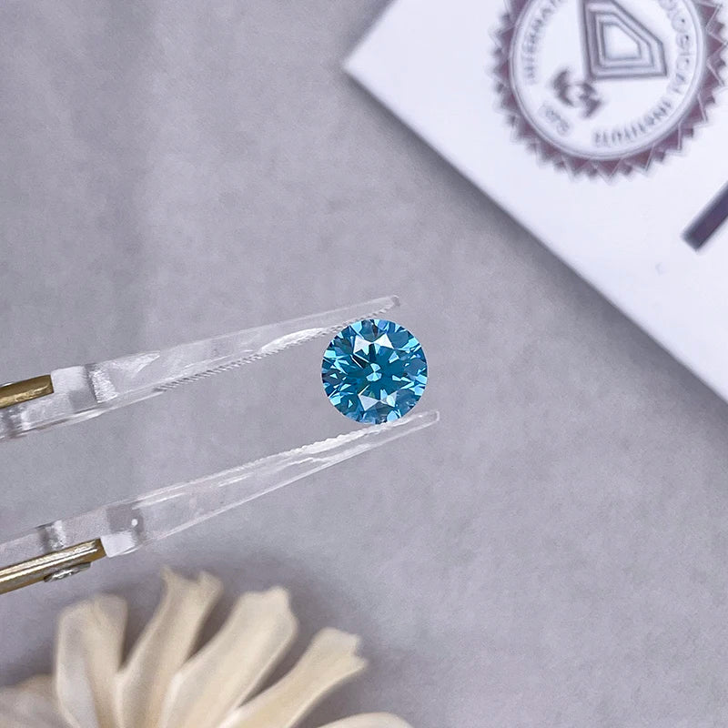 Starsgem CVD 1.5Carat Round Brilliant Cut Lab Grown Diamond Fancy Vivid Blue VS1 VS2 Clarity With IGI Certificate Loose Diamonds