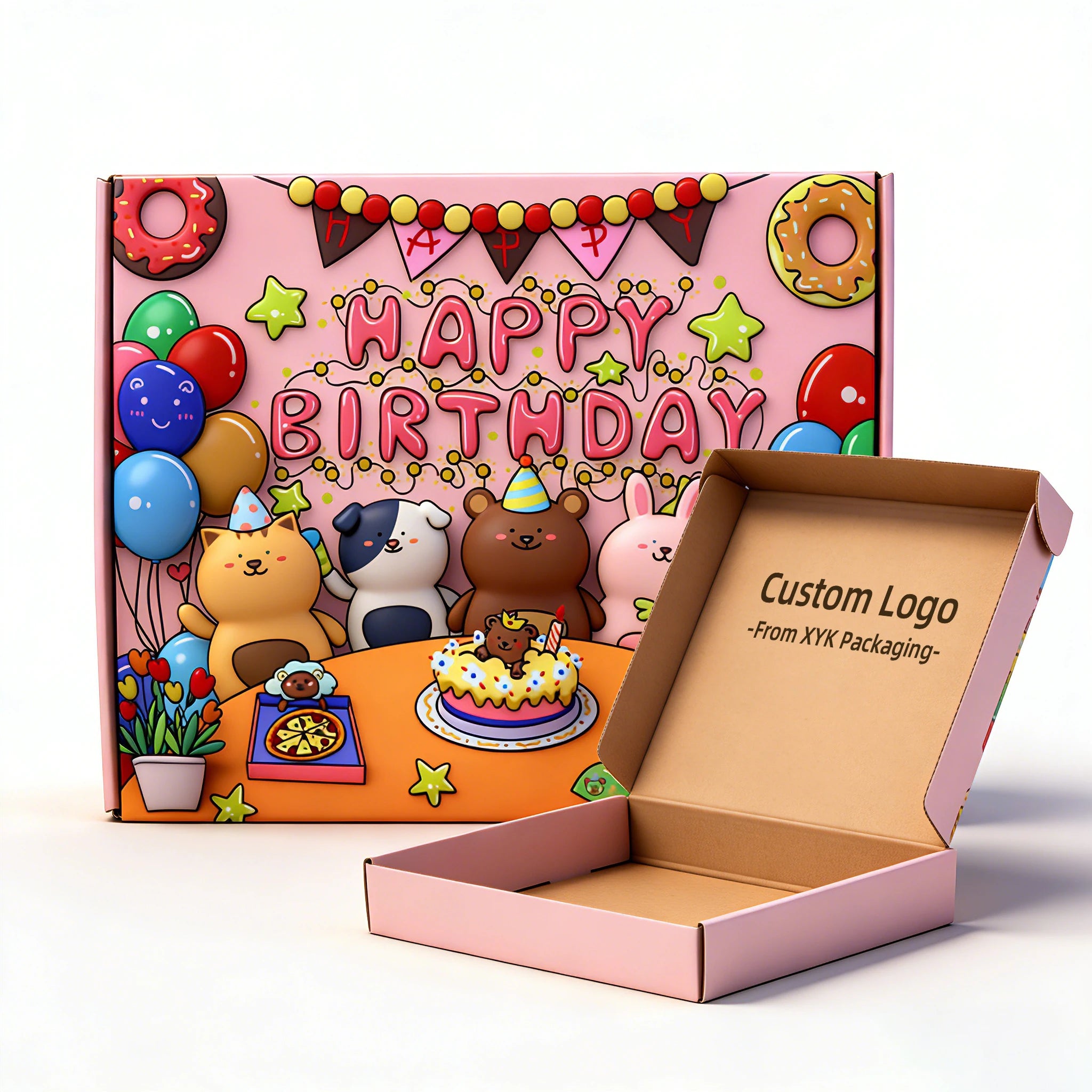 Custom Printed Recyclable Rigid Corrugated Cardboard Packaging Carton Boxes Color Paper Gift Box Package for Small Business