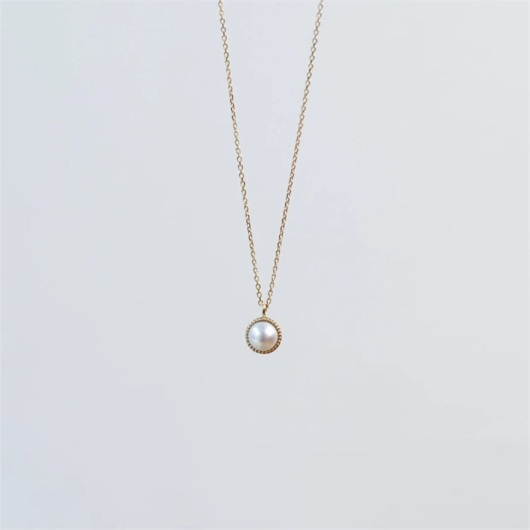 2025 14K Gold Plated Minimalist Elegant Design Sterling Silver Pearl Necklace