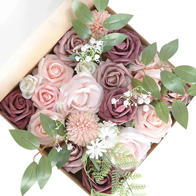 RA114 Wholesale Artificial Boxed Roses Flowers European Wedding Bride Holding Flowers Wedding Gift Flower Box DIY Bouquet