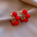 3 Colors Pearl Stud S925 Silver White  Red Champagne Women Lady Earrings
