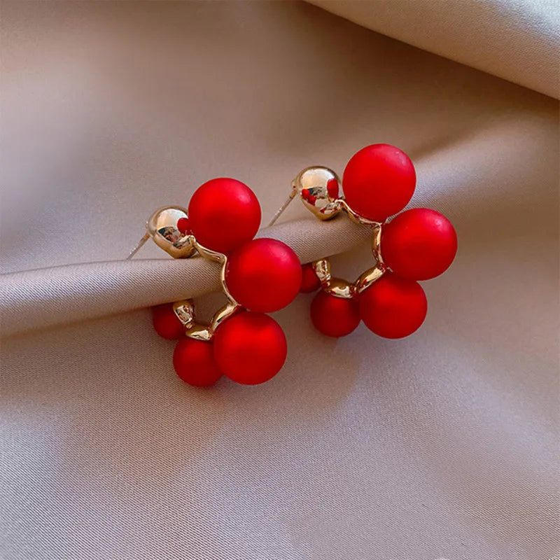 3 Colors Pearl Stud S925 Silver White  Red Champagne Women Lady Earrings