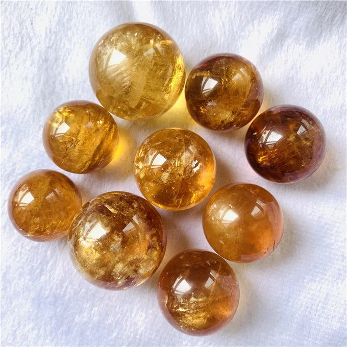 Wholesale Natural Yellow Iceland Spar Balls Orange Calcite Rainbow Spheres for Decoration MegaBDM