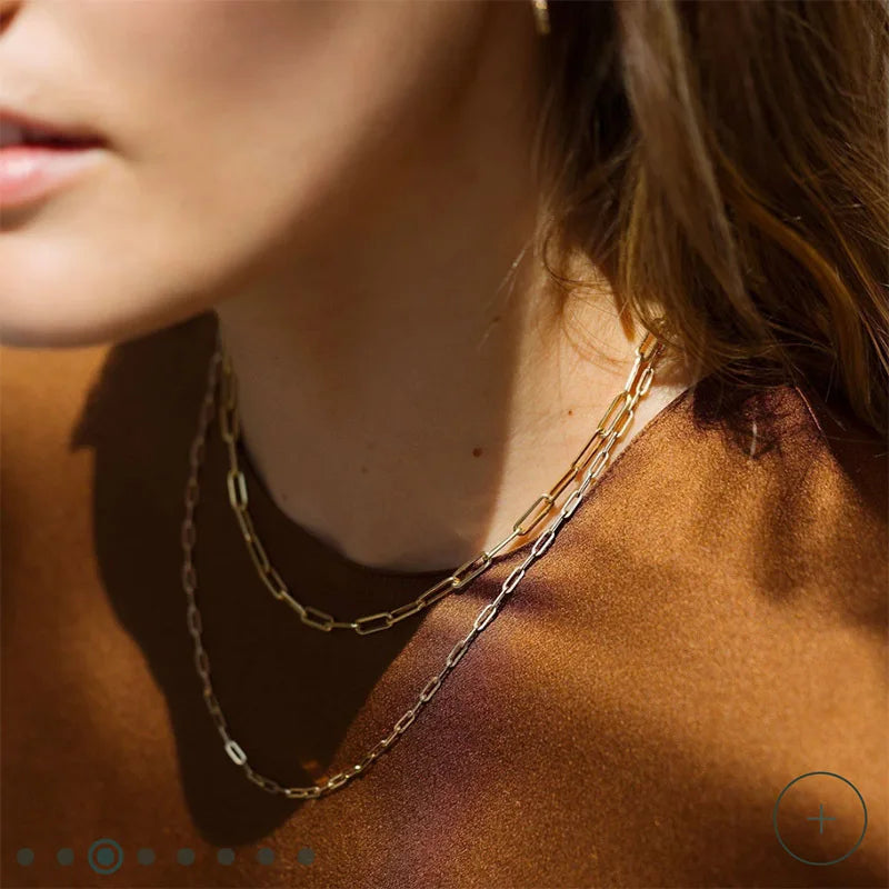 Joolim JewelryBasic 18K Pvd Gold Plated  Paper Link  Stainless Steel  Chain Necklace Trendy Jewelry Wholesale