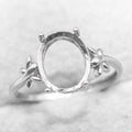 Sterling Silver 9*11mm Semi Mount Ring Empty Frame Blank Support Setting S925 Base Holder Without Center Stone for DIY Inlay