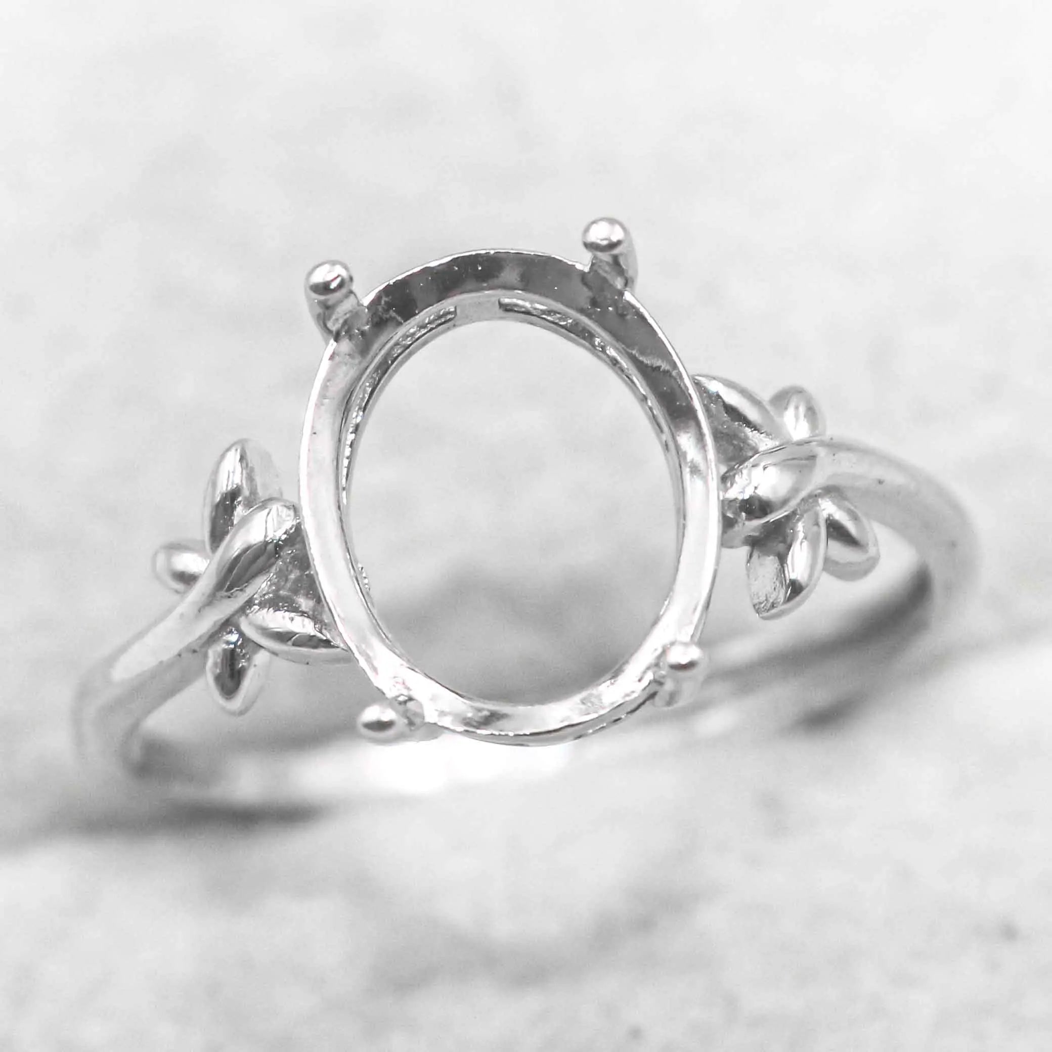 Sterling Silver 9*11mm Semi Mount Ring Empty Frame Blank Support Setting S925 Base Holder Without Center Stone for DIY Inlay