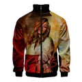 Fitspi Wholesale 3d Color Printing Fashion Personality Stand Collar Zipper Sweater