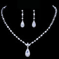 SLBRIDAL Luxury Sparkling Prong Setting Bridal Cubic Zircon Necklace Earring Set Wedding CZ Jewelry Set Women Party Jewelry
