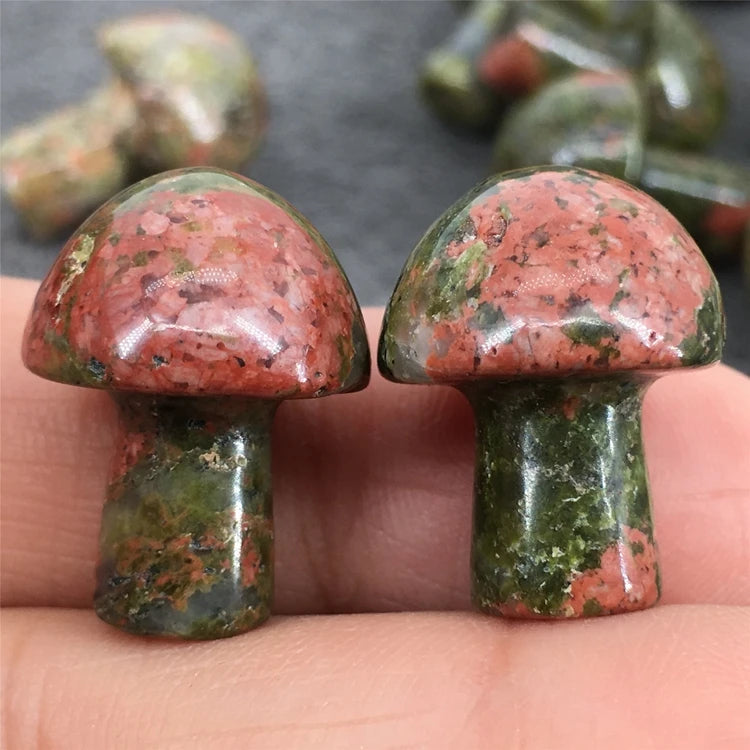HZ New Natural High Quality Mini pink Flower Agate Crystal Mushroom for Pendant Sale Decoration