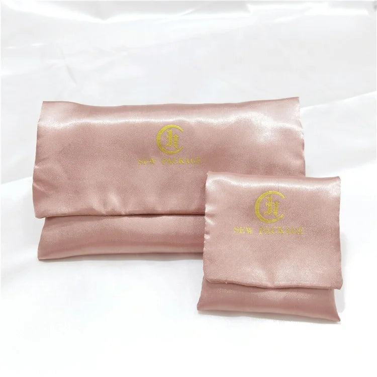 Chuanghua Customize Textile Packaging Silk Bags Envelope Pouch Envelop Dust Bag Packaging Envelope Silk Rose Gold