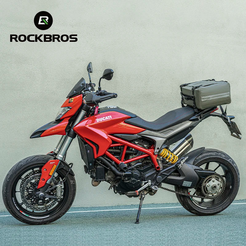 ROCKBROS High Capacity Green Tail Bag Motorcycle Waterproof Saddle Bags Bicycle Rear Rack Pannier Duffel Delivery Bag Motorcycle