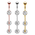 2025 Hot Seller Stainless Steel Body Jewelry Simple Generous Women's Belly Button Piercing Three Large Zircons 10mm Wedding Gift