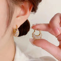 Exquisite Tiny Bag-Shaped Earring Micro-inlaid Zircon Earrings Personality Gold Plated Small Hoop Earrings for Women
