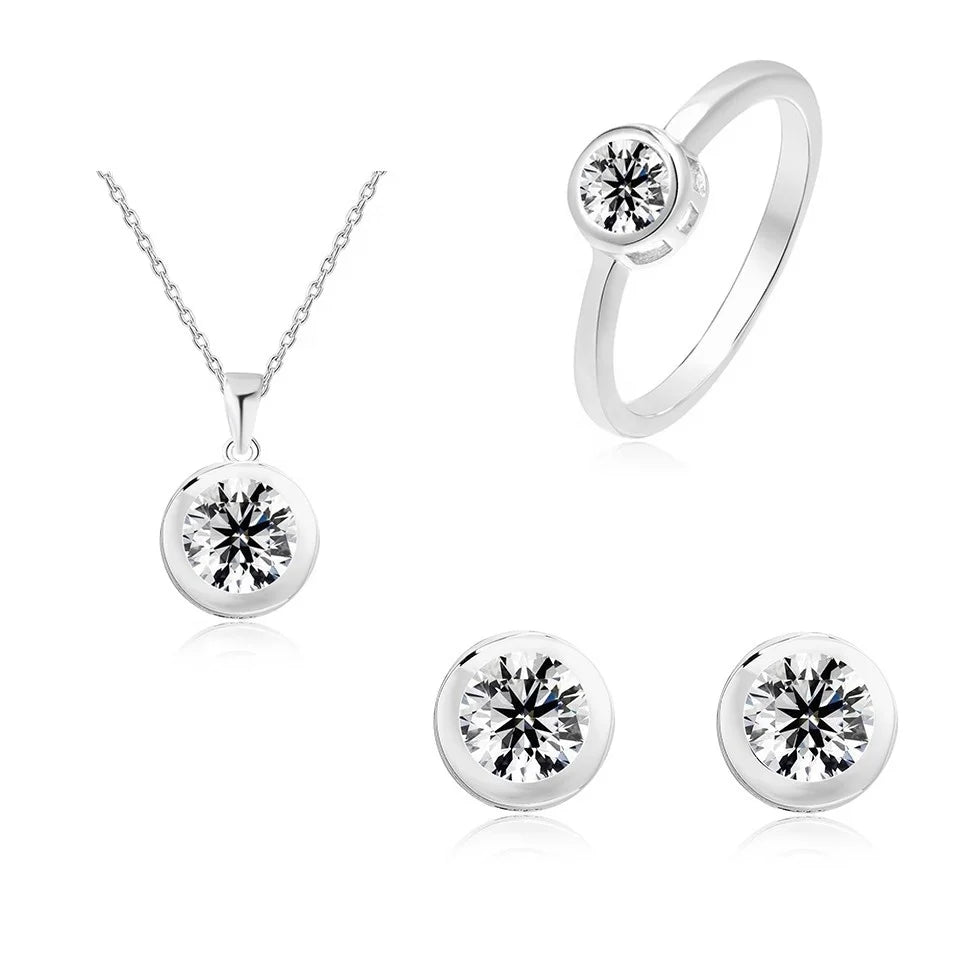 Fashion Women 925 Silver Luxury Heart Jewelry Set