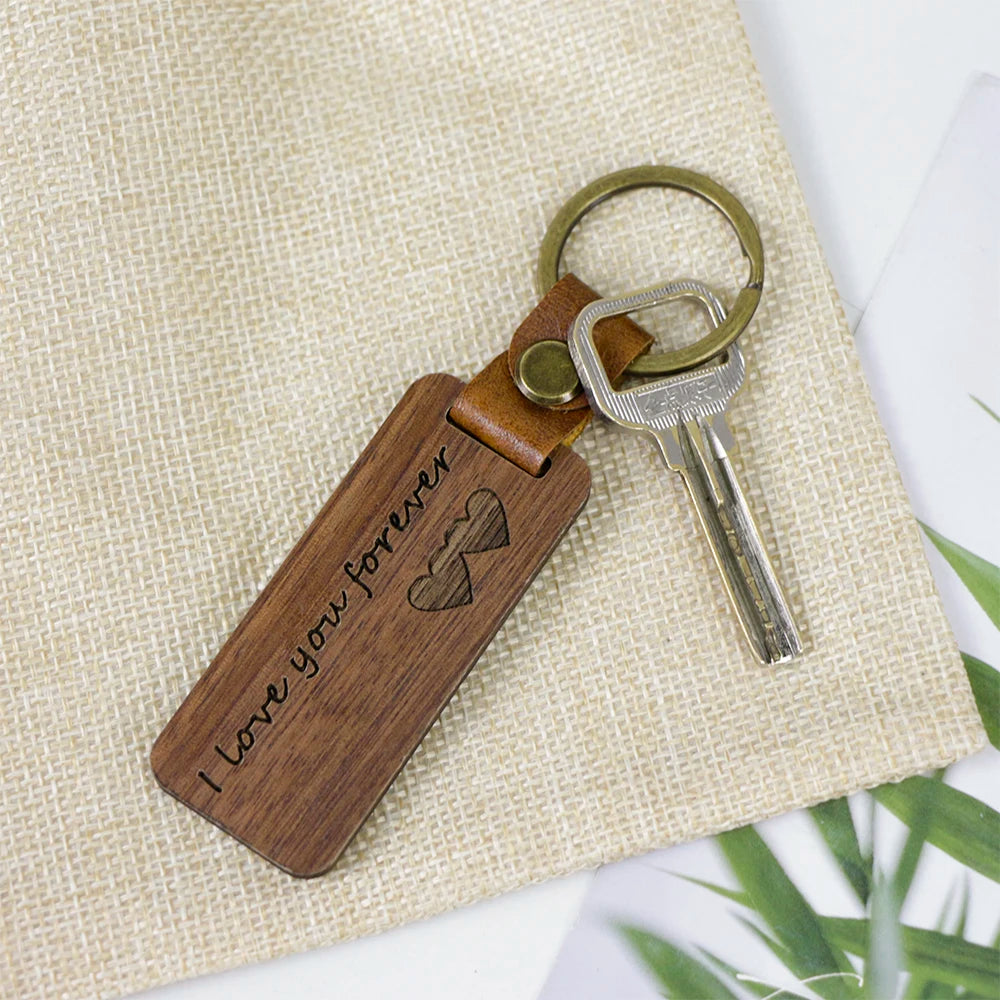 Wood Key Ring OEM ODM Blank Engravable Wholesale Wooden Key Ring with Name